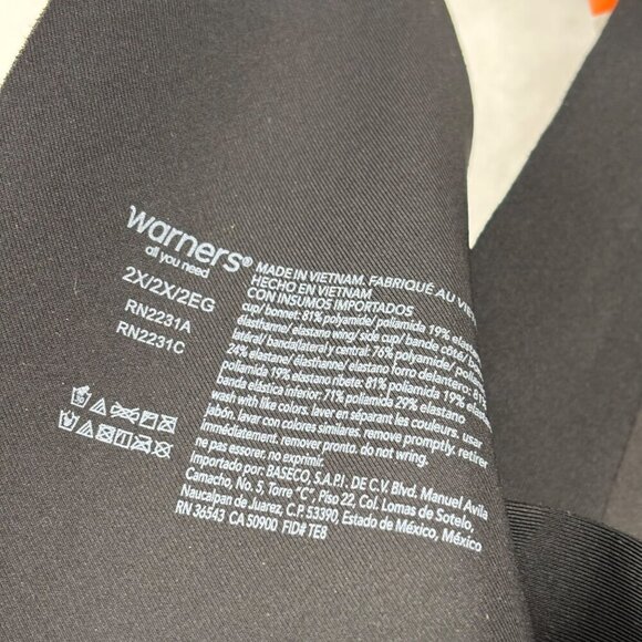 Warners Wireless Lift Bra Size 2XL Black Light Supportive Side Smoothing Panels - Picture 6 of 9